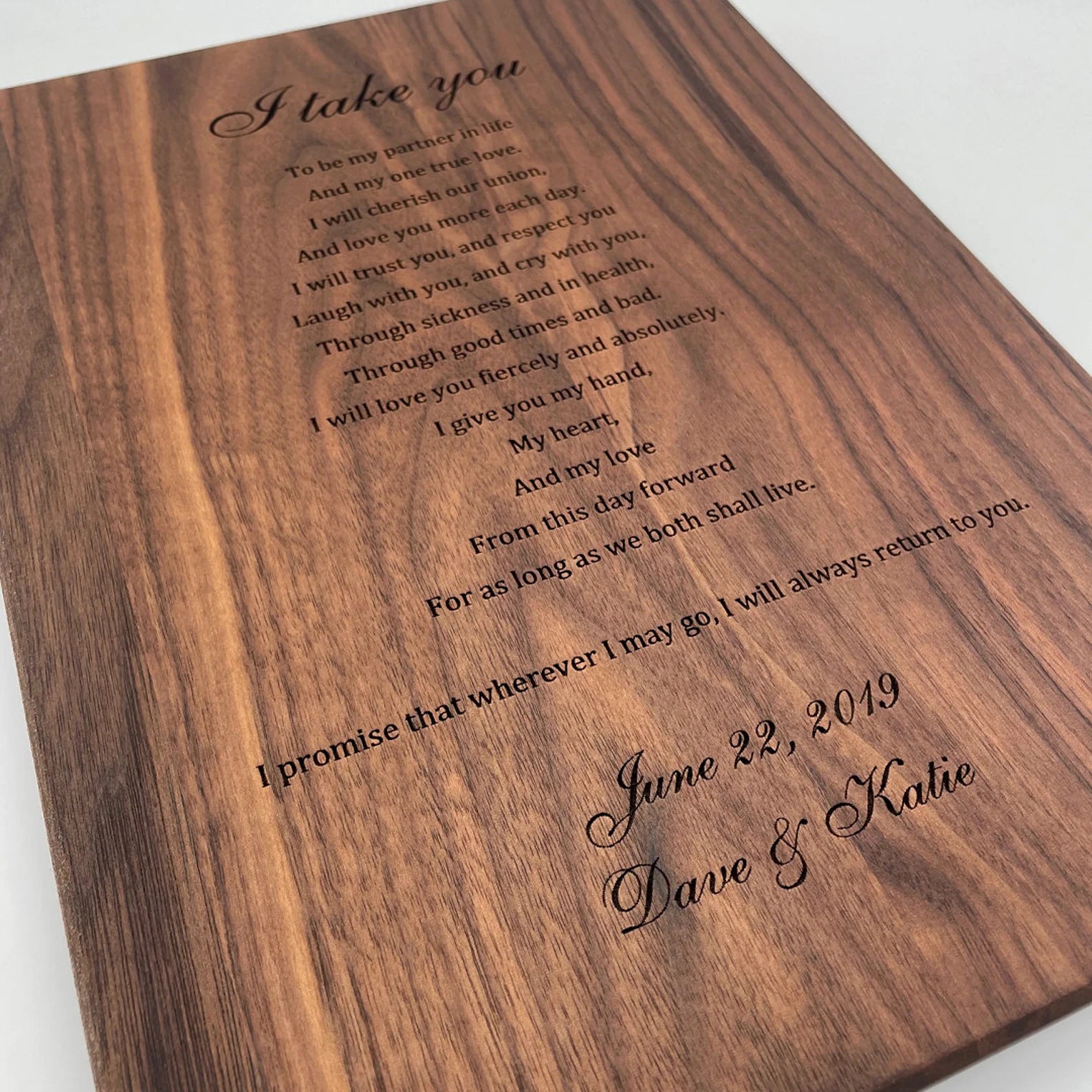 Engraved Wedding Vows